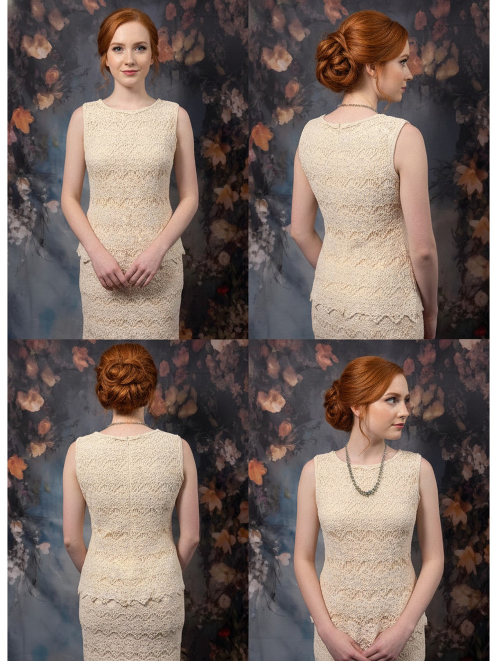 Adiva Medium Ivory Sleeveless Lace Dress